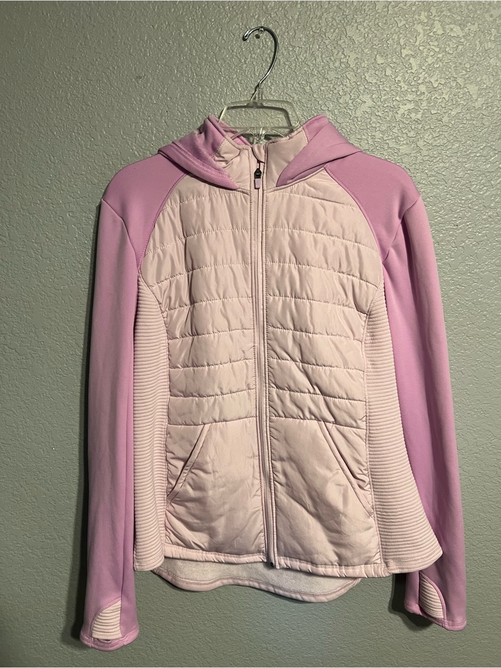 tek gear Light Pink Quilted Hooded Jacket with Lilac Sleeves